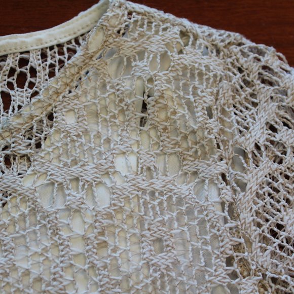 Ruby Red Lace Top with Slit Sleeves, Creme Top, PS - Picture 7 of 10